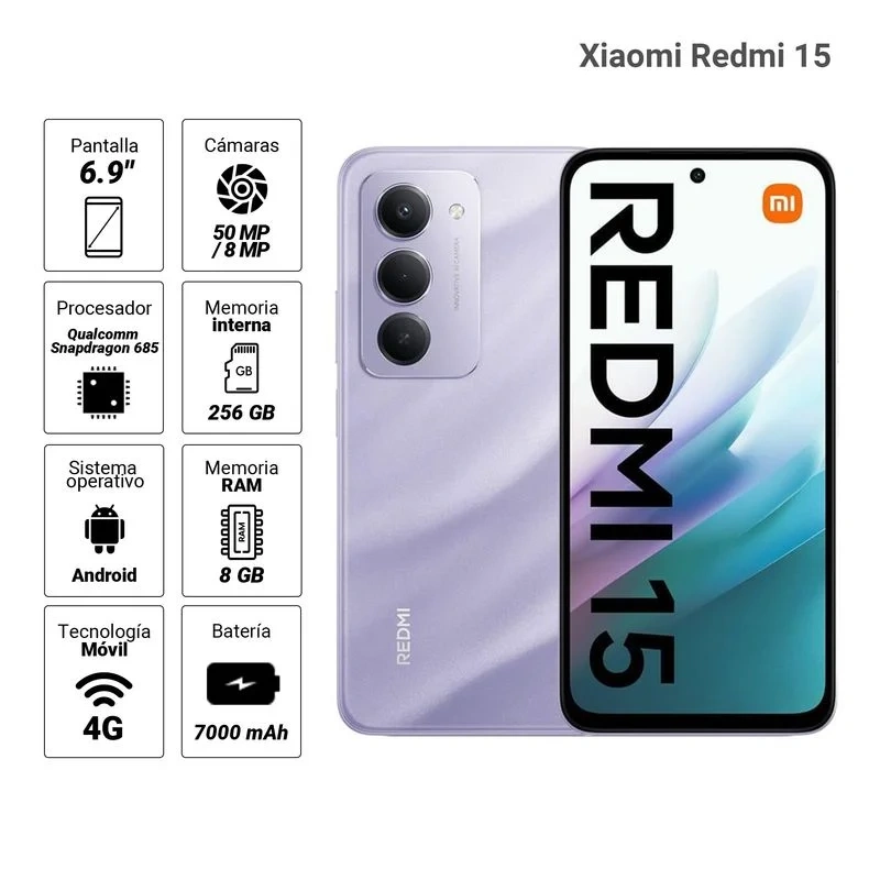 id.316 - Xiaomi Redmi 15 Púrpura en Tena | Garantía y Respaldo